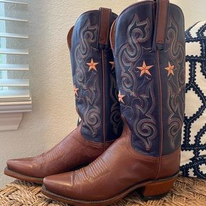 Lucchese N7192 Womans 1883 Fancy Star Stitched Western Cowboy Boots Blue -Sz 6B